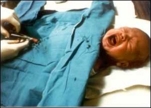 The baby screams to express the violation and pain. These screams are ignored.